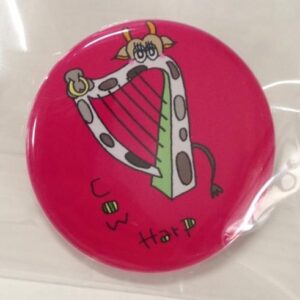 缶バッジ(アイリッシュハープ×干支)うし