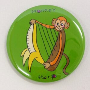 缶バッジ【57mm】(アイリッシュハープ×干支)さる